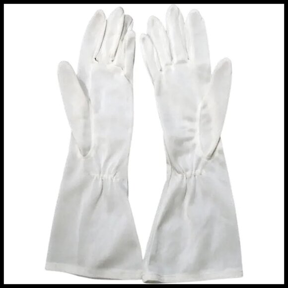 Vintage White Nylon Gauntlets, Mid Length 50s Gloves - Picture 4 of 11